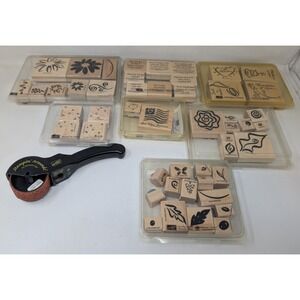 Stampin' Up Mixed Rubber Stamps Wood Mounted Set Lot Floral Inspirational VTG
